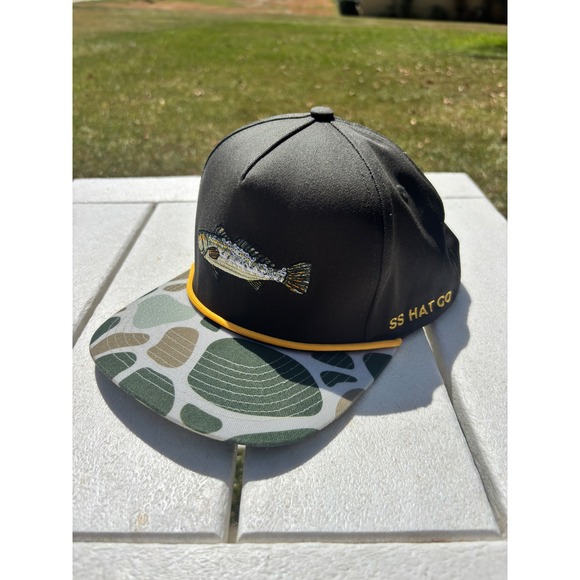 Southern String Hat Co Other - Southern String Hat Co Trout Fish Snapback Hat Black Duck Camo Rope Trucker Cap